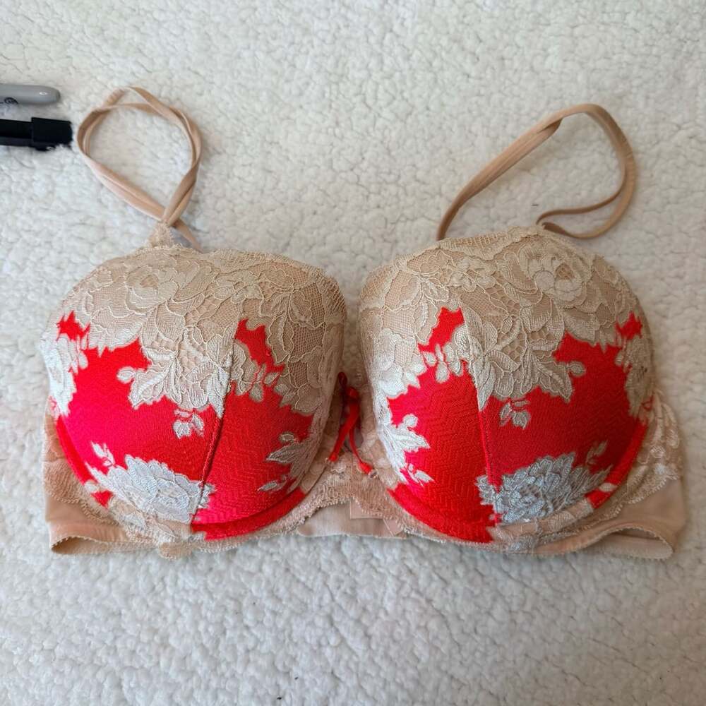 Victoria's Secret Balconet Bra Size 36D Nude Red